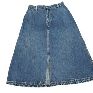 Vintage Denim A-Line Skirt long front slit y2k festival western casual